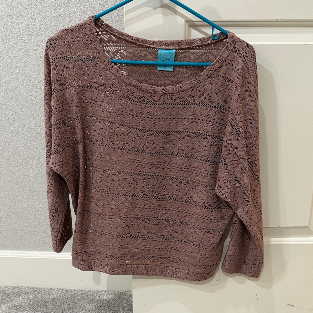 Dark Blush Lace Long Sleeve Top